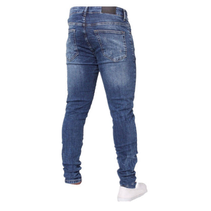 Ripped white men's denim trousers