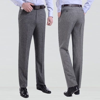 Pantalones casuales delgados de cintura alta de mediana edad para hombre