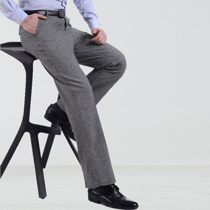 Pantalones casuales delgados de cintura alta de mediana edad para hombre