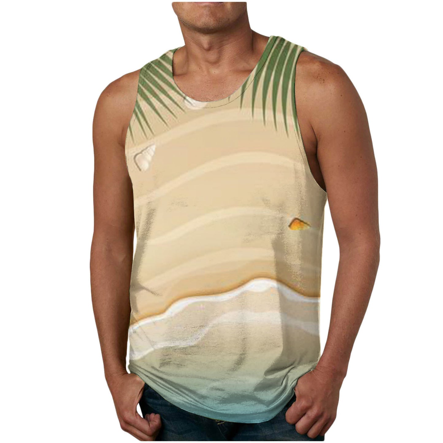 Trendy Men's Clothing Vest Printed Beach Casual Sports Men Vest