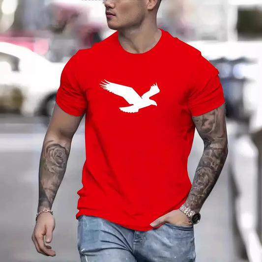 3D Digital Printing Eagle Solid Color Men's Casual Short-sleeved T-shirt