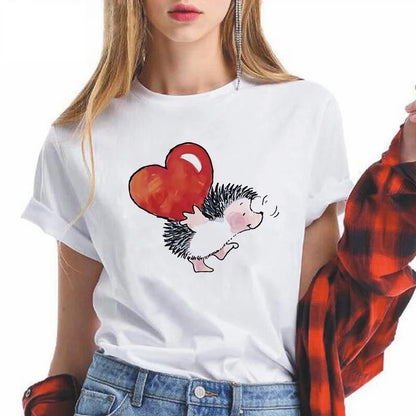 Camiseta de cuello redondo con estampado de animales ins