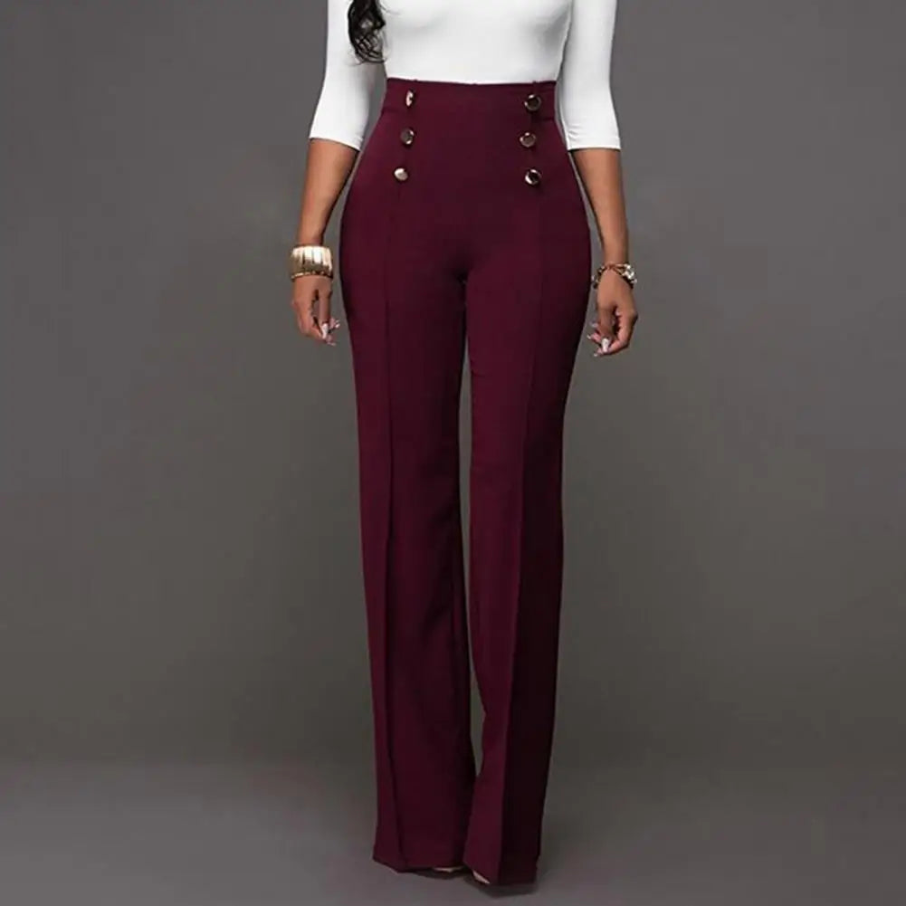 Solid Color Flare Pants Women High Waist Wide Leg Pants Office Ladies Trousers Slim Long Pants pantalones de mujer брюки женски