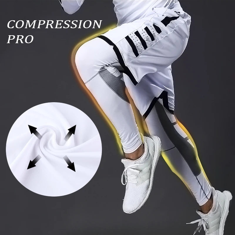 Men's Compression Pants Cycling Running Basketball Soccer Elasticity Sweatpants Fitness Tights Legging Trousers Rash Guard Gym