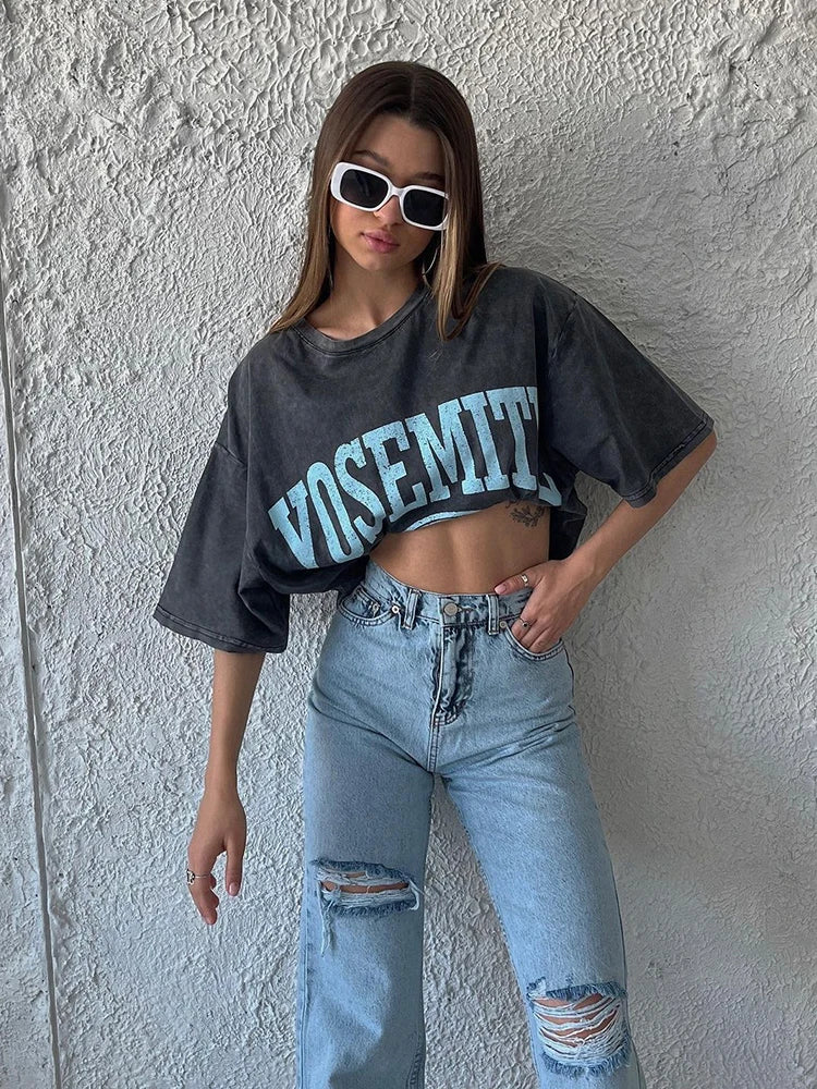 Women Vintage Streetwear Cotton T-shirts