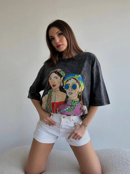 Women Vintage Streetwear Cotton T-shirts