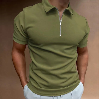 Simple Polo Shirt For Men Solid Golf Clothing Daily Casual High Quality Zip Polo Shirts Summer Breathable Quick Dry Men Clothing