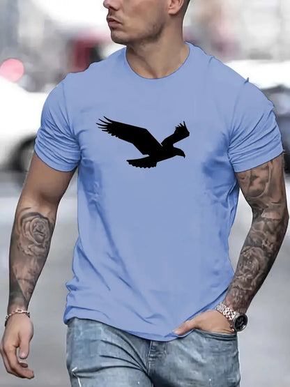 3D Digital Printing Eagle Solid Color Men's Casual Short-sleeved T-shirt