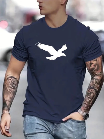 3D Digital Printing Eagle Solid Color Men's Casual Short-sleeved T-shirt